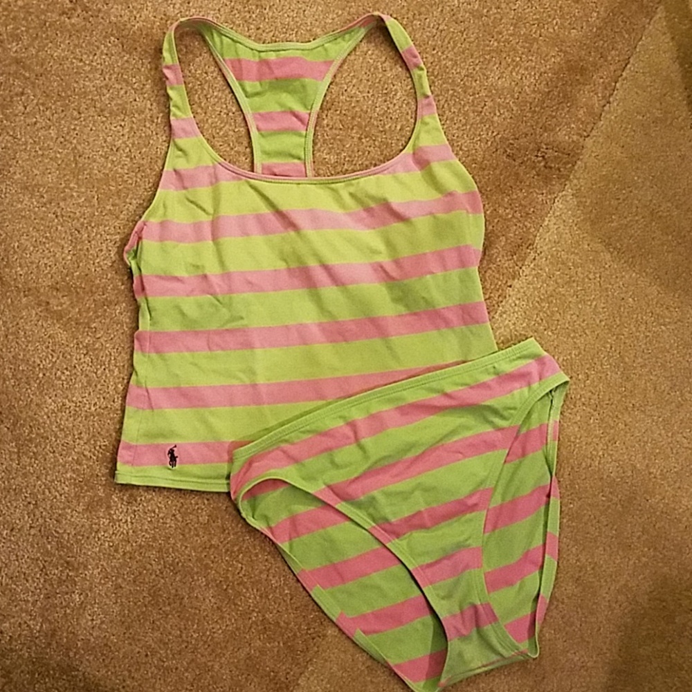 Pink & green tankini